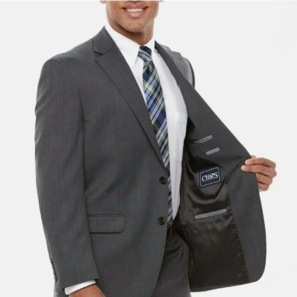 Chaps Men's Classic Fit Performance Stretch Suit Jacket Blazer Gray NWT‎ 48L